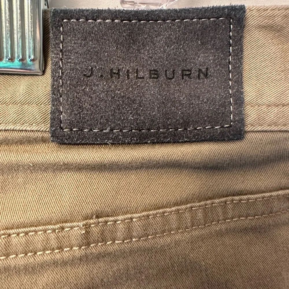 J Hilburn Tan Khaki Brushed Twill 5 Pocket Chino Pants Cotton Spandex Size 38-40